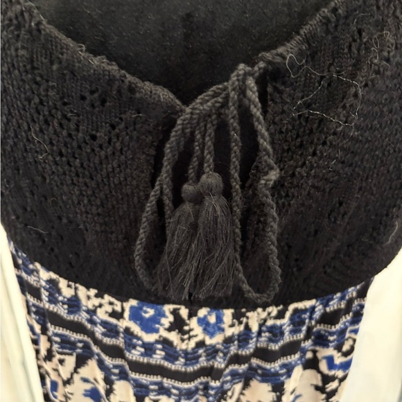 Lucky Brand Aztec Crochet Strap Maxi Dress With Tie Waist Tassels Sz medium - Picture 5 of 13